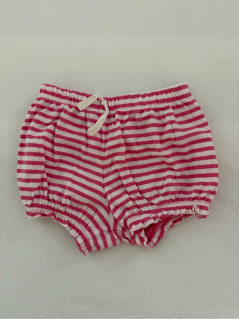 Primary Pink and White Striped Cotton Shorts